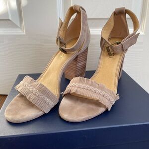 Elegant Tan Block Heel Sandals